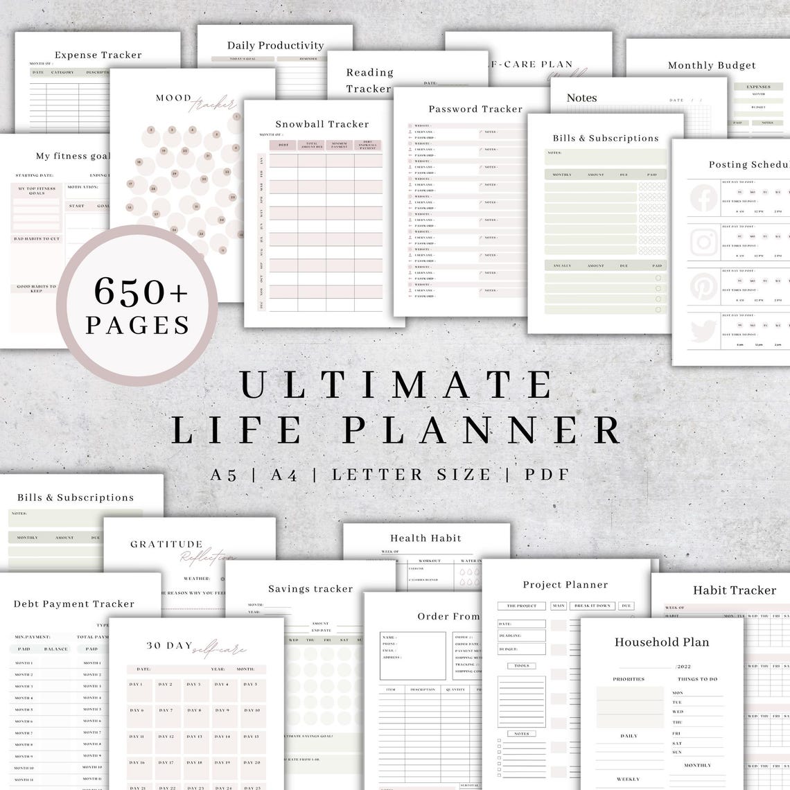 Ultimate Life Planner – All‑in‑One Digital Download (Undated / Edit & Print)