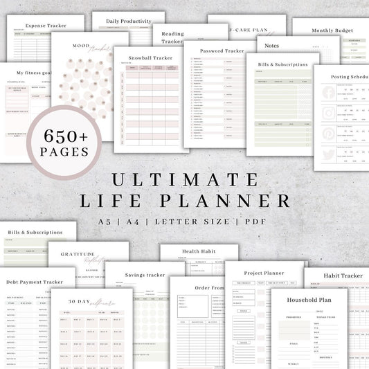 Ultimate Life Planner – All‑in‑One Digital Download (Undated / Edit & Print)