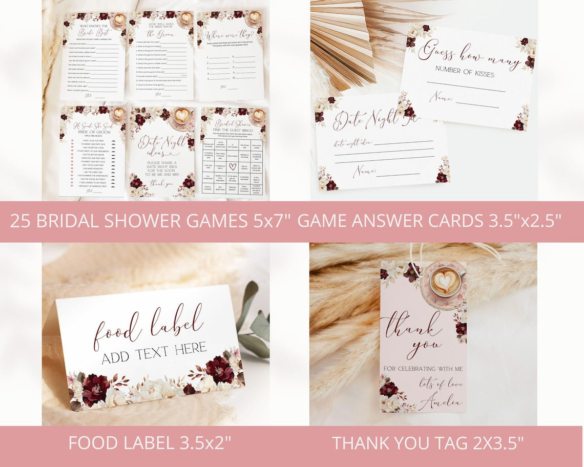 Love Is Brewing Bridal Shower Bundle | Editable Coffee Theme Decor