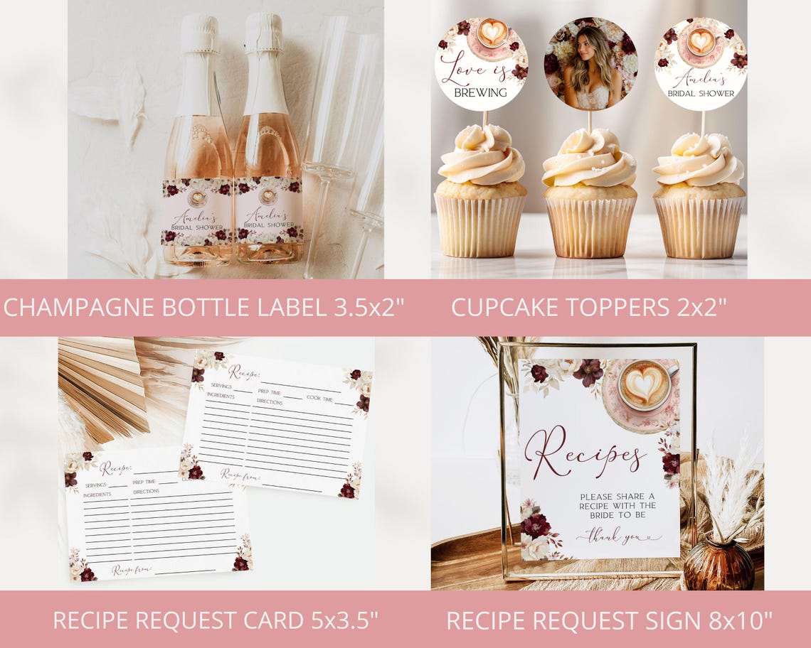 Love Is Brewing Bridal Shower Bundle | Editable Coffee Theme Decor