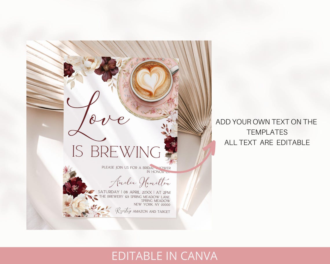 Love Is Brewing Bridal Shower Bundle | Editable Coffee Theme Decor