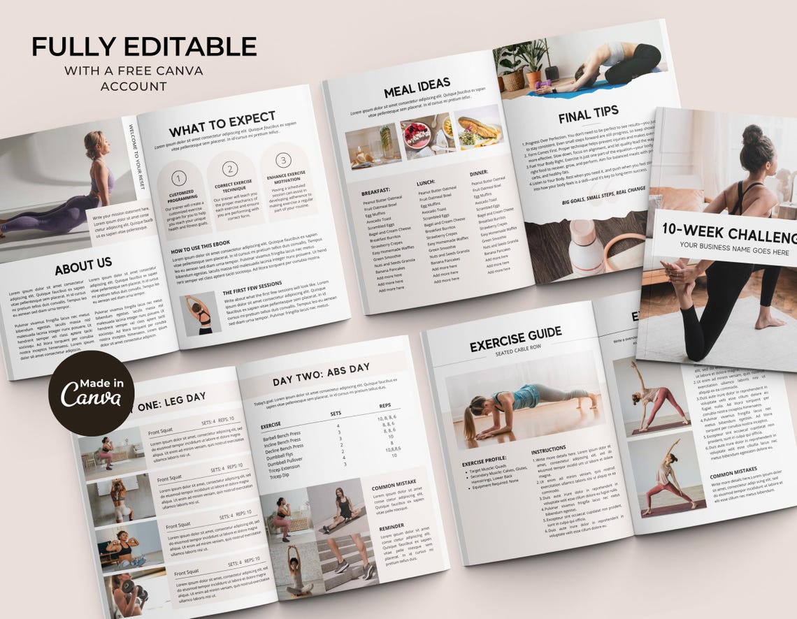 Editable Fitness eBook Template – Complete Workout & Nutrition Guide