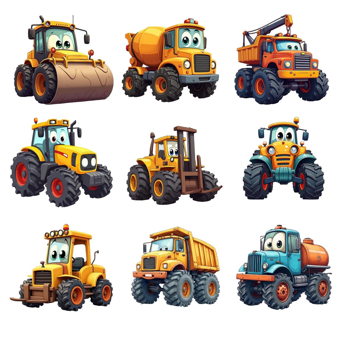 Construction Truck Clipart Bundle – Kids Digital Download, PNGs
