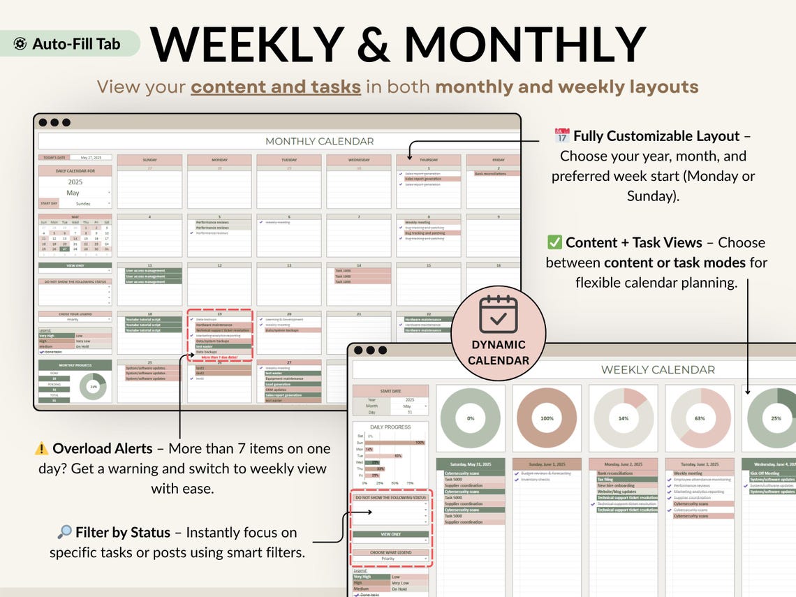Social Media Content Planner – Editable Digital Download for Creators