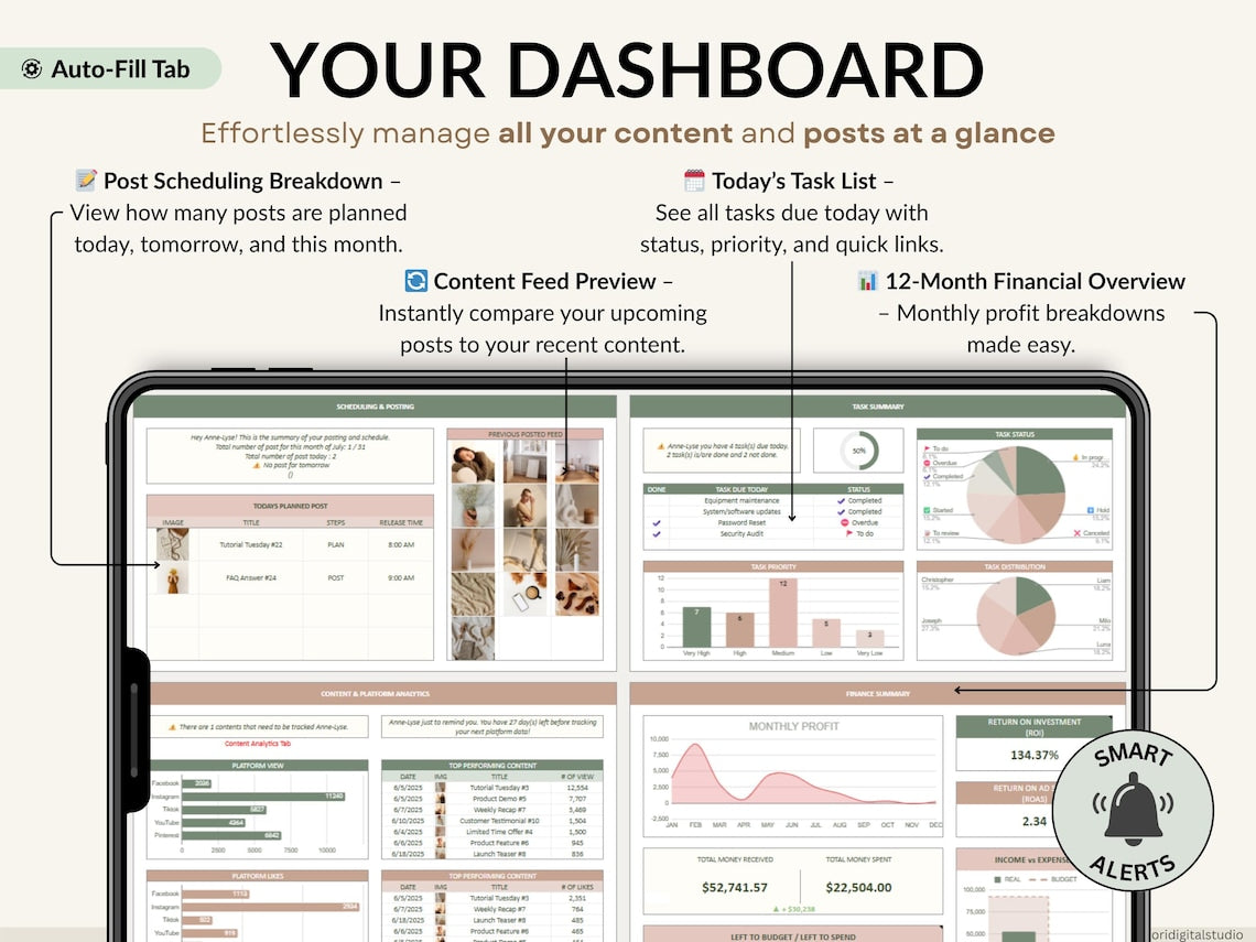 Social Media Content Planner – Editable Digital Download for Creators