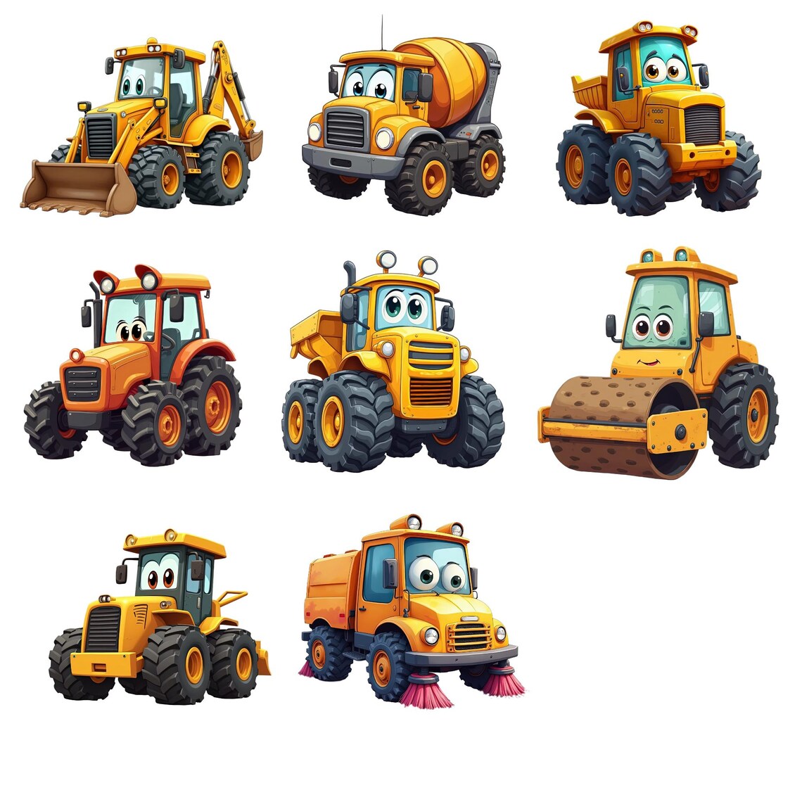 Construction Truck Clipart Bundle – Kids Digital Download, PNGs