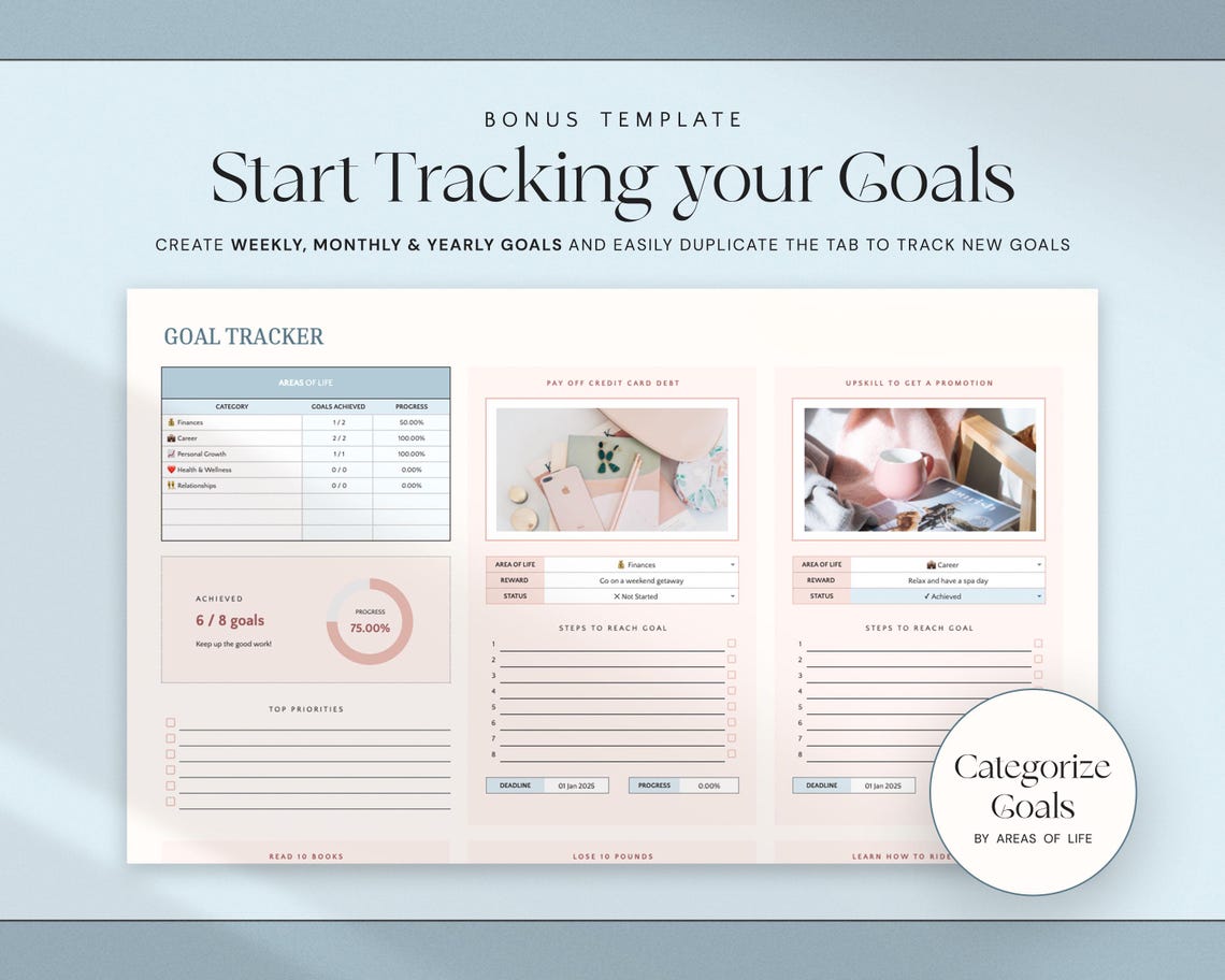 Digital Tracking Table – Editable Progress & Habit Tracker Dashboard