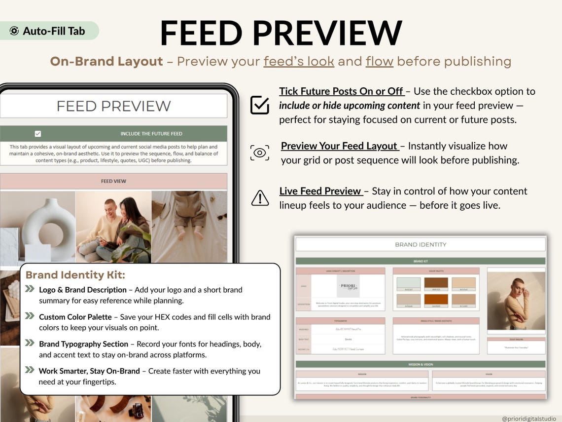 Social Media Content Planner – Editable Digital Download for Creators