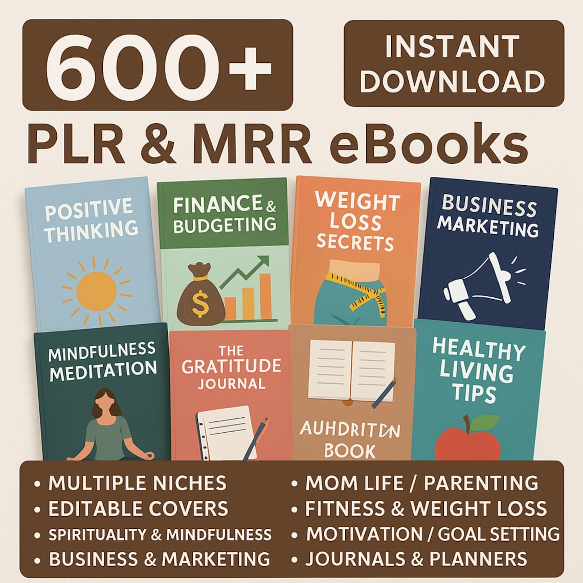 600+ eBook Bundle – Editable PLR & MRR Resell Rights for Business, Fitness & Self‑Help