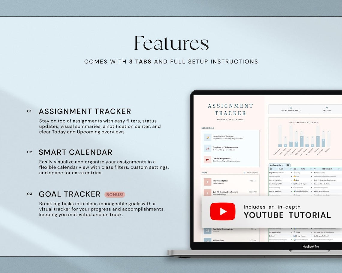 Digital Tracking Table – Editable Progress & Habit Tracker Dashboard
