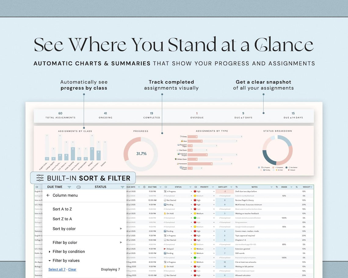 Digital Tracking Table – Editable Progress & Habit Tracker Dashboard