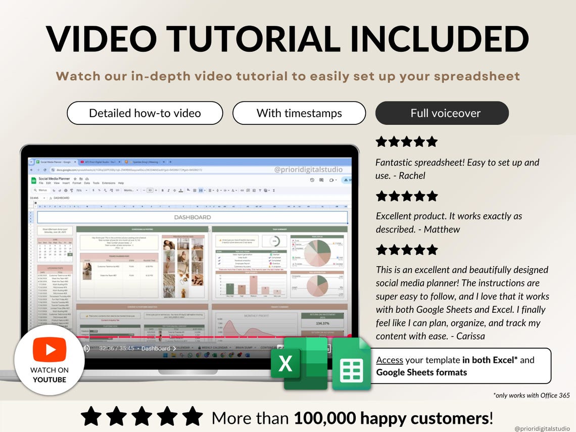Social Media Content Planner – Editable Digital Download for Creators