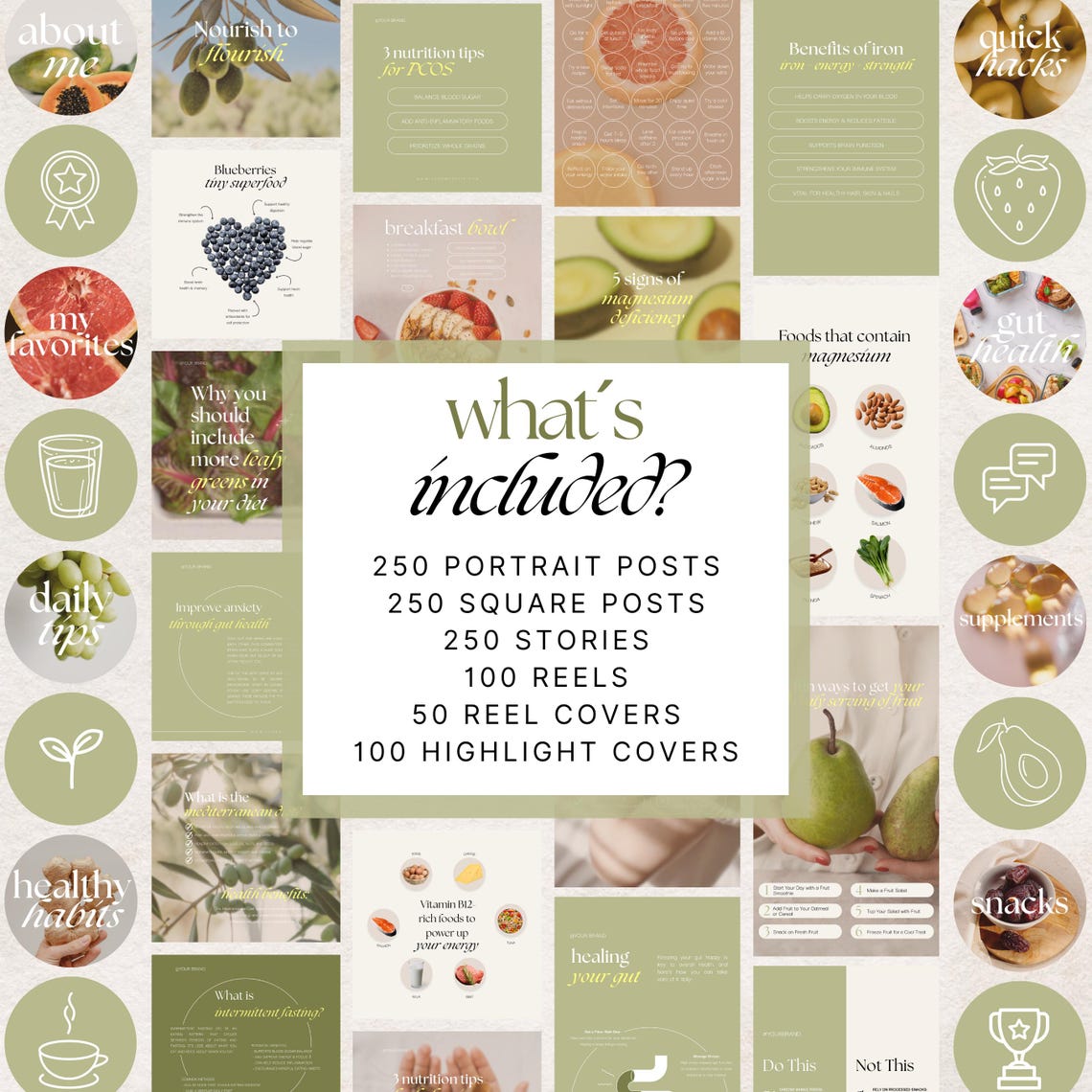 1,000 Instagram Templates for Nutrition Coaches – Editable Social Media Kit