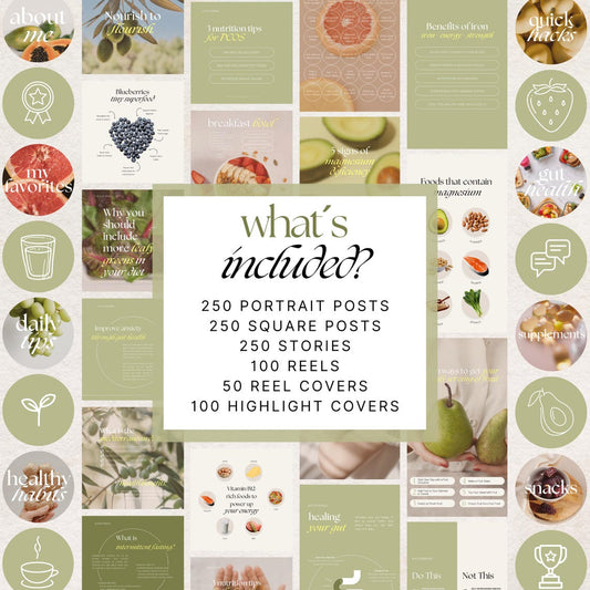 1,000 Instagram Templates for Nutrition Coaches – Editable Social Media Kit
