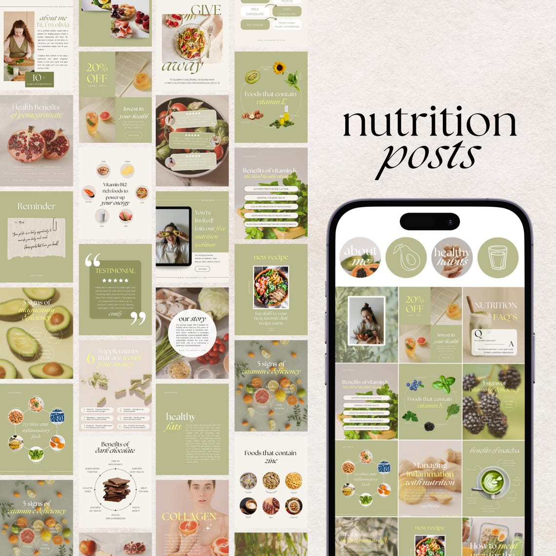 1,000 Instagram Templates for Nutrition Coaches – Editable Social Media Kit