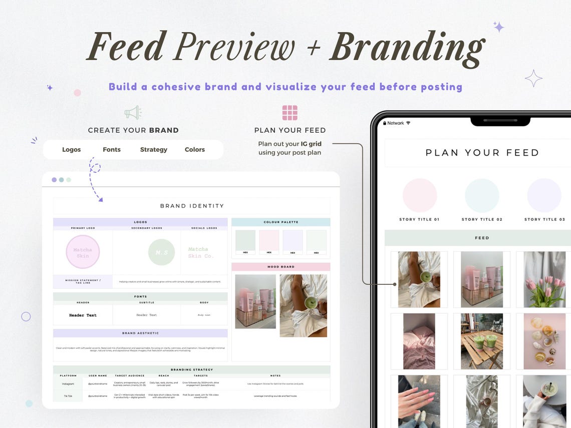 Digital Content Planner for Social Media – Editable Digital Download