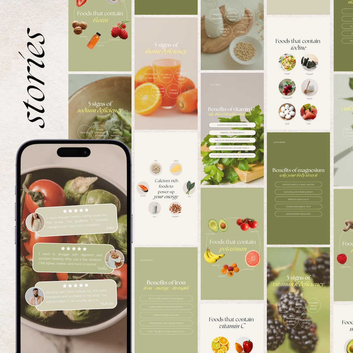 1,000 Instagram Templates for Nutrition Coaches – Editable Social Media Kit