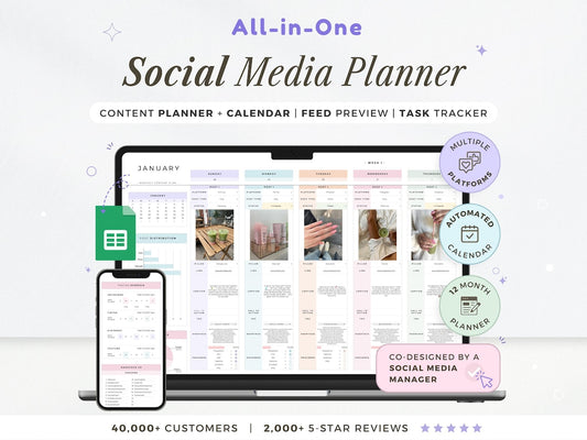 Digital Content Planner for Social Media – Editable Digital Download