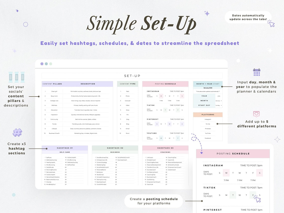 Digital Content Planner for Social Media – Editable Digital Download