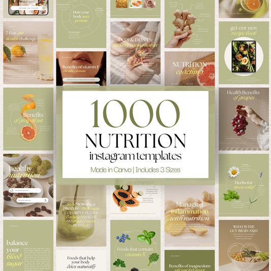 1,000 Instagram Templates for Nutrition Coaches – Editable Social Media Kit