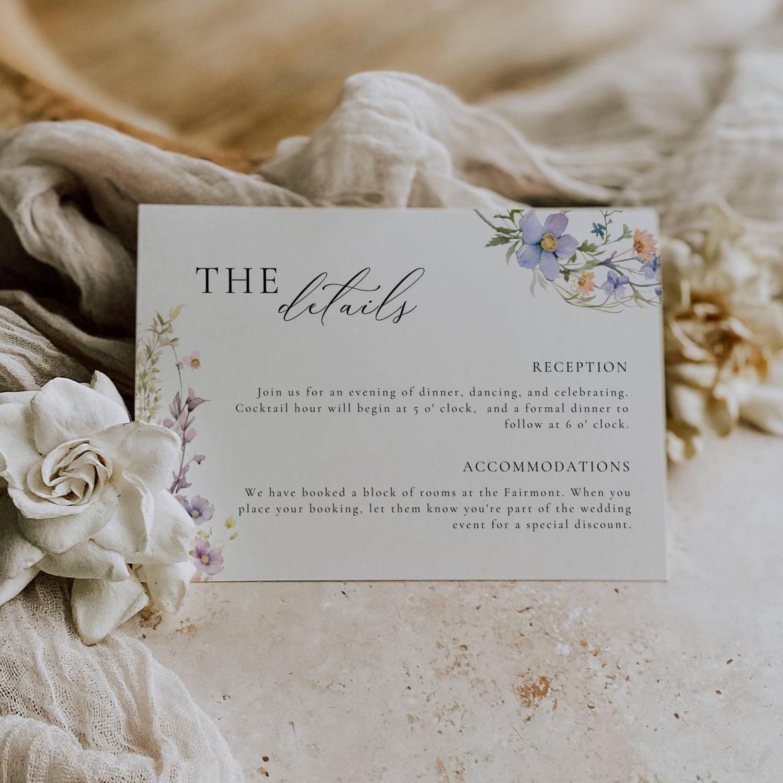 “Summer Wildflower Wedding Invitation – Whimsical Floral Template with QR Code”