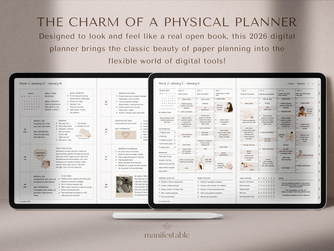 2026 Digital Planner – All‑in‑One Hyperlinked PDF for Daily, Weekly & Monthly Use