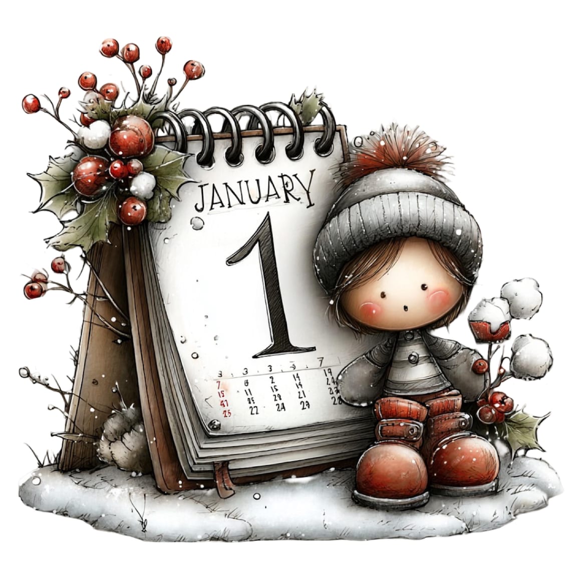 New Year 2026 Clipart Bundle – Festive Holiday PNG/JPG Illustrations, Instant Download