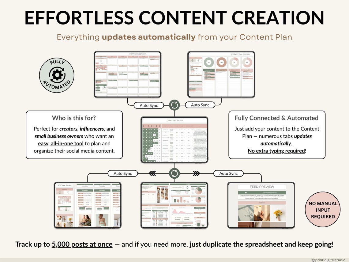 Social Media Content Planner – Editable Digital Download for Creators