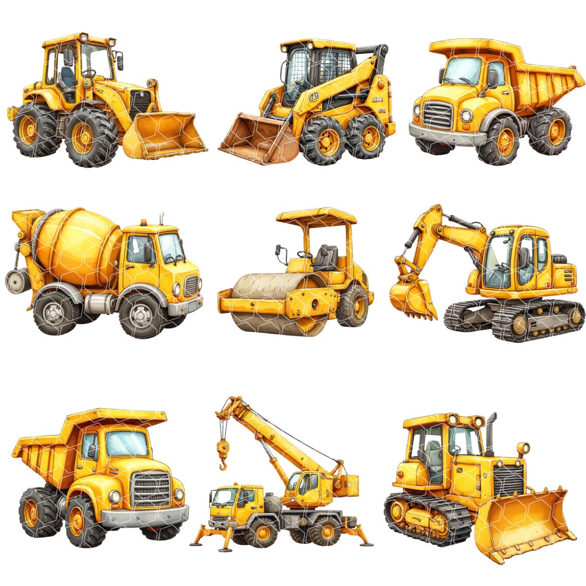 Construction-Theme Birthday Clipart Bundle – Kids Party Graphics Instant Download