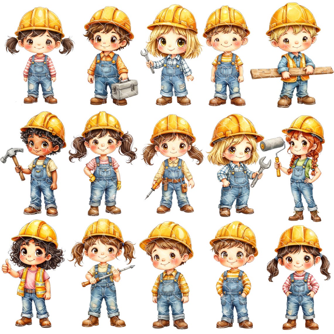Construction-Theme Birthday Clipart Bundle – Kids Party Graphics Instant Download