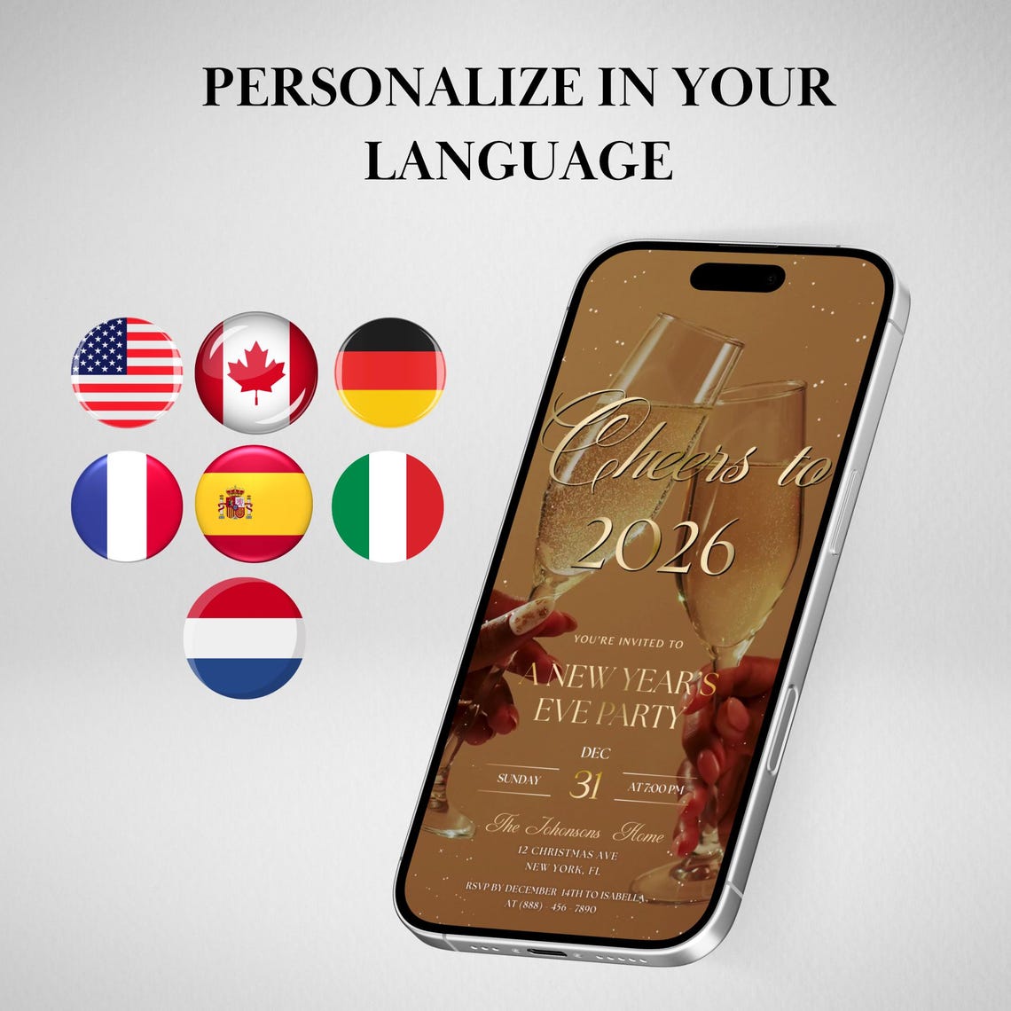 Animated New Year 2026 Invitation – Editable Digital Video Template