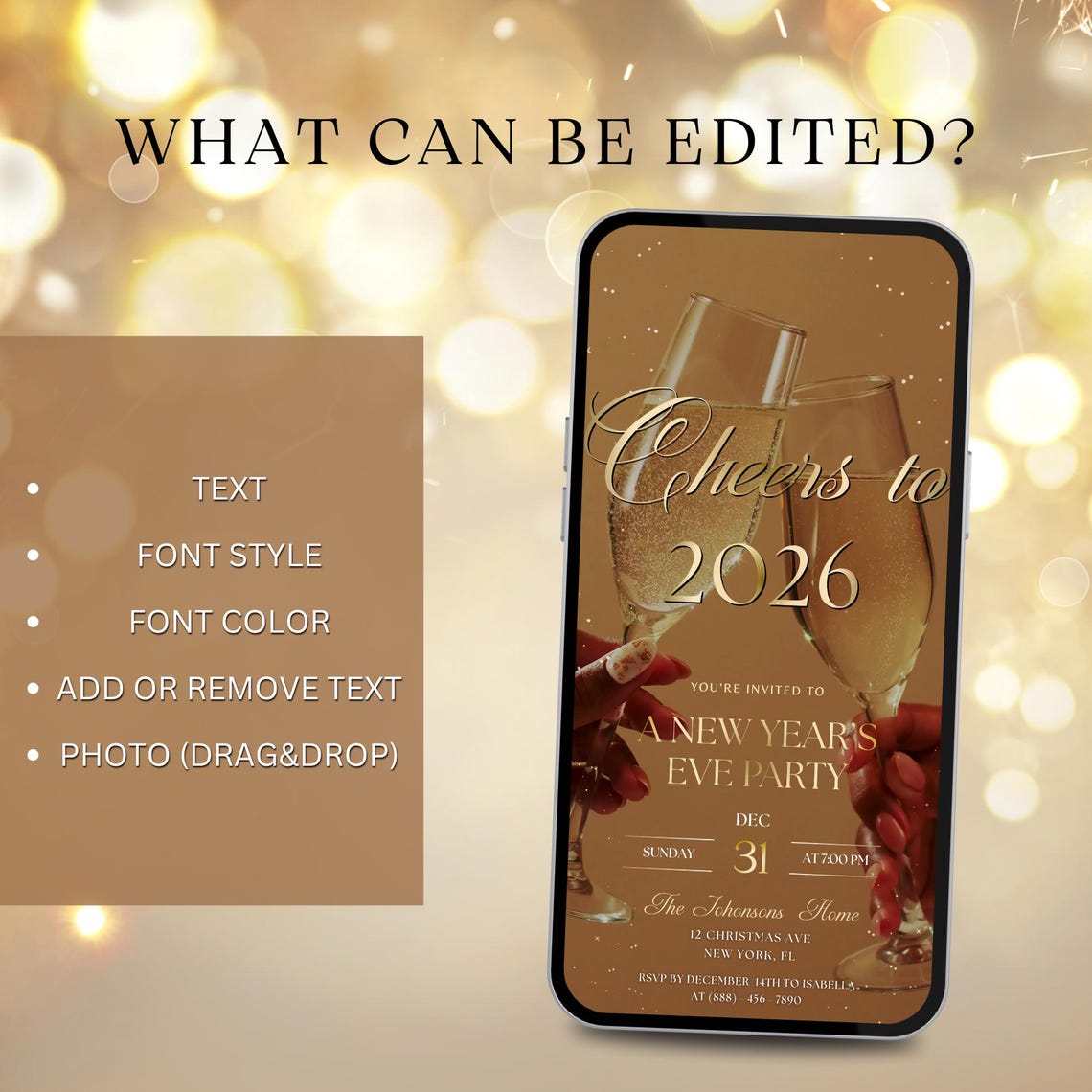 Animated New Year 2026 Invitation – Editable Digital Video Template