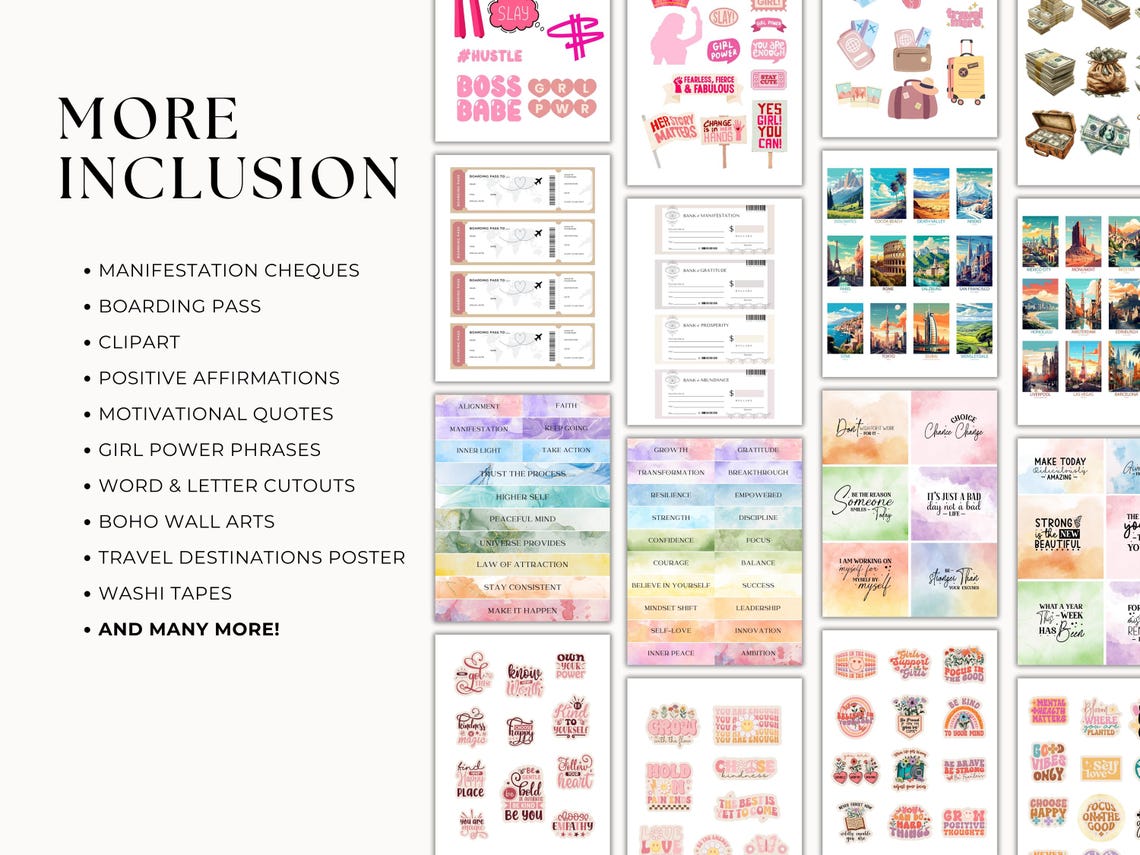 2026 Vision Board & Manifestation Kit – Printable Goal Setting Pack