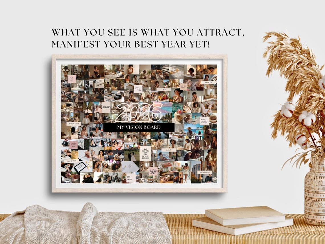 2026 Vision Board & Manifestation Kit – Printable Goal Setting Digital Download