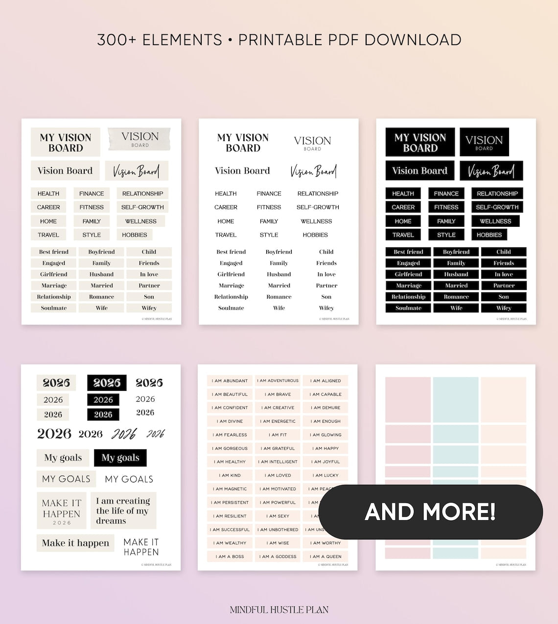Vision Board Materials Printable Kit – Goal Setting & Inspiration Pack