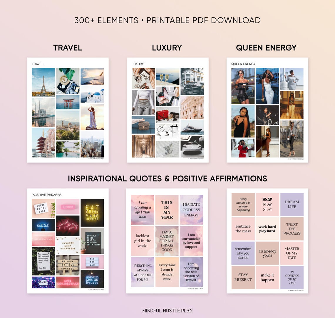 Vision Board Kit – Printable Goal Setting & Visualization Materials