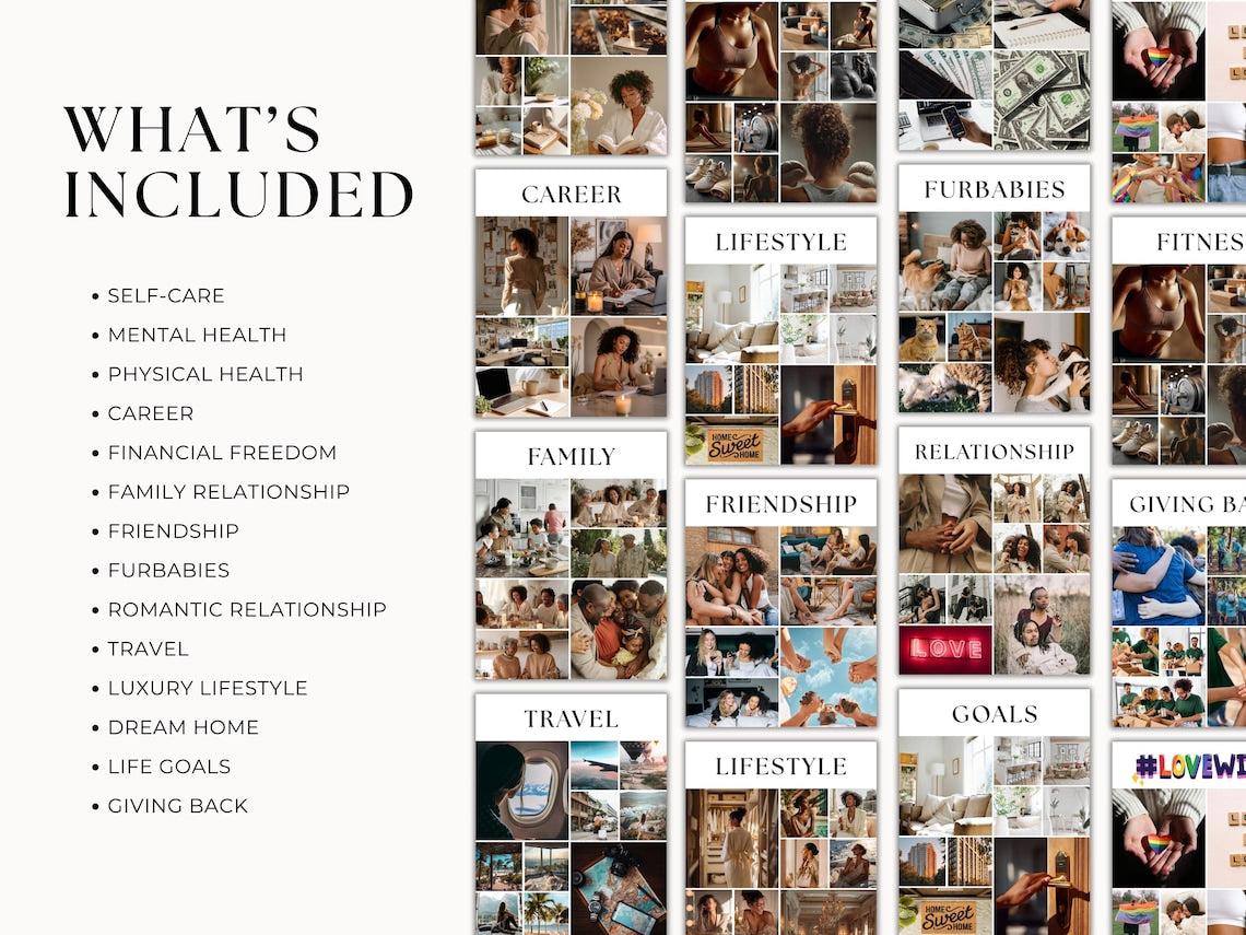 2026 Vision Board & Manifestation Kit – Printable Goal Setting Digital Download