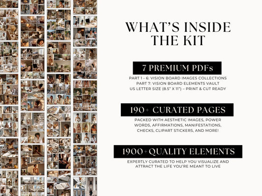 2026 Vision Board & Manifestation Kit – Printable Goal Setting Digital Download