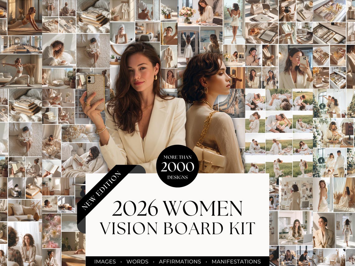 2026 Vision Board & Manifestation Kit – Printable & Digital Goal Setting Pack