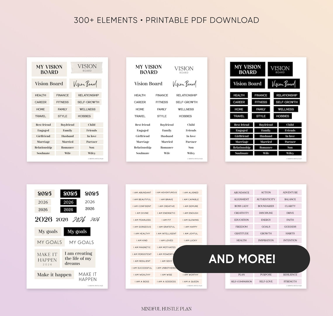 Vision Board Kit – Printable Goal Setting & Visualization Materials