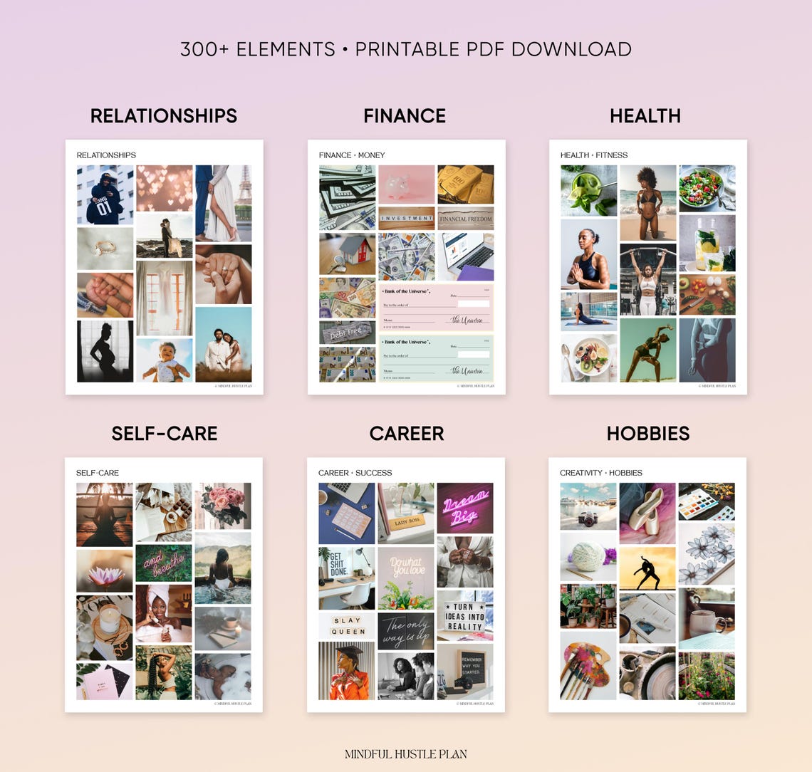 Vision Board Kit – Printable Goal Setting & Visualization Materials